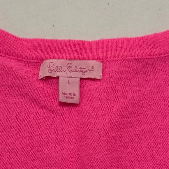 Lilly Pulitzer Vibrant Pink Long Sleeve Sweater Top Size Large women’s - Picture 3 of 8